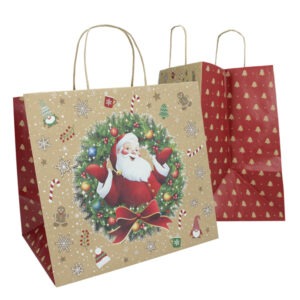 Shopper - maniglie cordino - 35 x 22 x 32 cm - carta biokraft - Big Santa - Mainetti Bags - conf. 15 pezzi - immagine 1