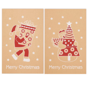 Biglietto Natale - doppio - 9 x 14 cm - cartoncino - fantasie assortite - avana - Sadoch - immagine 1