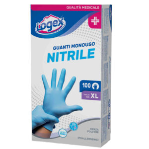 Guanti in nitrile non talcato - per uso medicale - taglia XL - azzurro - Logex Professional - scatola 100 pezzi - immagine 2