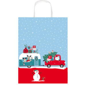 Shopper in carta kraft - con manici - 36 x 46 x 12 cm - fantasia natale - Rex Sadoch - immagine 3