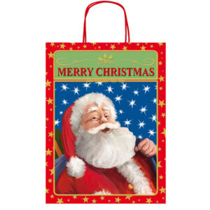 Shopper in carta kraft - con manici - 36 x 46 x 12 cm - fantasia natale - Rex Sadoch - immagine 4