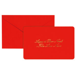 Biglietto natale con busta - 9 x 14 cm - stampa oro - rosso - Rex Sadoch - immagine 1