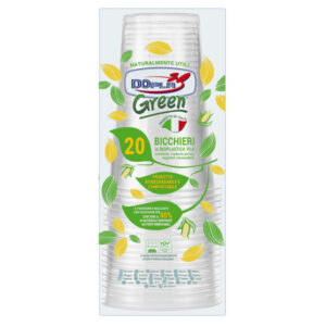 Bicchiere birra in PLA - 390 ml - trasparente - Dopla Green - conf. 20 pezzi - immagine 1