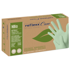 Guanti in nitrile bio - taglia XS - verde pastello - Reflexx - conf. 100 pezzi - immagine 1