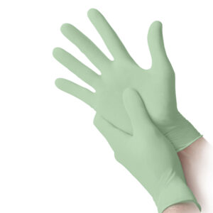 Guanti in nitrile bio - taglia XS - verde pastello - Reflexx - conf. 100 pezzi - immagine 2