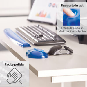Poggiapolsi in gel - blu trasparente - Fellowes - immagine 3