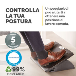 Poggiapiedi regolabile - con sistema antibatterico Microban - Fellowes - immagine 2