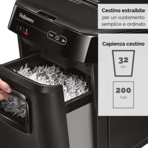 Distruggidocumenti AutoMax 200C - a frammenti - 32L - Fellowes - immagine 4