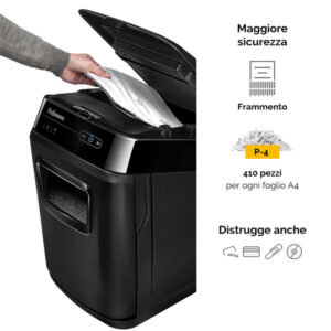 Distruggidocumenti AutoMax 200C - a frammenti - 32L - Fellowes - immagine 5