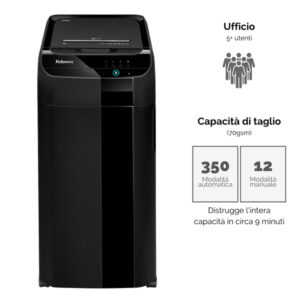 Distruggidocumenti AutoMax 350C - a frammenti - 68L - Fellowes - immagine 5