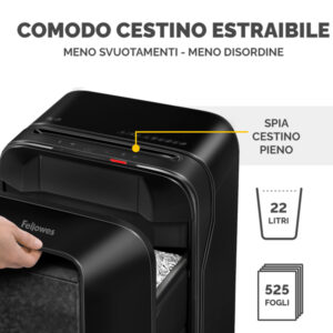 Distruggidocumenti LX-201 - a microframmenti - nero - Fellowes - immagine 5
