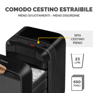 Distruggidocumenti LX-211 - a microframmenti - nero - Fellowes - immagine 5