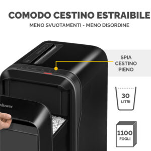 Distruggidocumenti LX-221 - a microframmenti - nero - Fellowes - immagine 5
