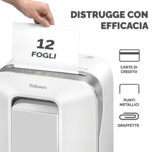 Distruggidocumenti LX-201 - a microframmenti - bianco - Fellowes - immagine 3