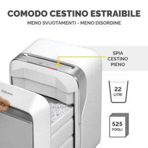Distruggidocumenti LX-201 - a microframmenti - bianco - Fellowes - immagine 5