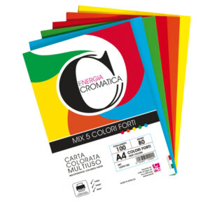 Risma carta Cromatica - A4 - 80 gr - colori assortiti forti - 100 fogli - CWR - immagine 1