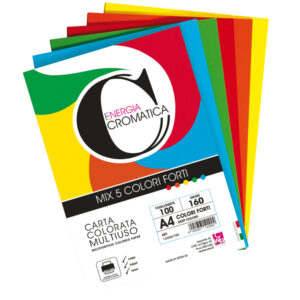 Risma carta Cromatica - A4 - 160 gr - colori assortiti forti- 100 fogli - CWR - immagine 1