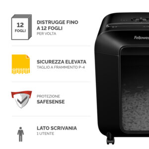 Distruggidocumenti LX85 - a frammenti - nero - Fellowes - immagine 2
