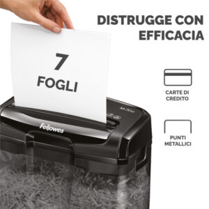 Distruggidocumenti M-7CM - a frammenti - nero - Fellowes - immagine 3