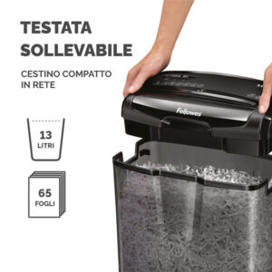 Distruggidocumenti M-7CM - a frammenti - nero - Fellowes - immagine 5