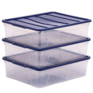 Contenitore multiuso Bankers Box - 32 x 40 x 11 cm - 12 L - PP - con coperchio blu - trasparente - Fellowes - immagine 3