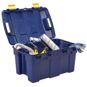 Baule multiuso Bankers Box - 39 x 59 x 33 cm - 40 L - PP - con coperchio - blu/giallo - Fellowes - immagine 3