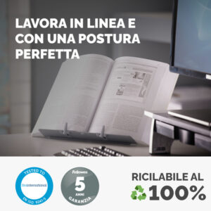 Leggio Booklift - formati A4/A3 - silver - Fellowes - immagine 5