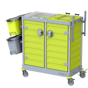 Carrello per pulizie KUBI 2, 133 x 72 x 112 cm, Grigio/Lime - immagine 1