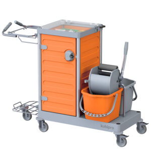 CARRELLO KUBI 4 GRIGIO ARANCIO CON STRIZZATORE A PINZA - immagine 1