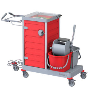 CARRELLO KUBI 4 GRIGIO ROSSO CON STRIZZATORE A PINZA - immagine 1