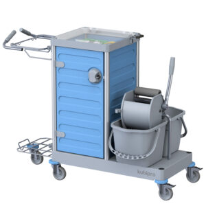 CARRELLO KUBI 4 GRIGIO AZZURRO CON STRIZZATORE A PINZA - immagine 1