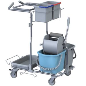 Carrello per pulizie Smart 1 con pressa in plastica, 68 x 92 x 104 cm Grigio Azzuro - immagine 1